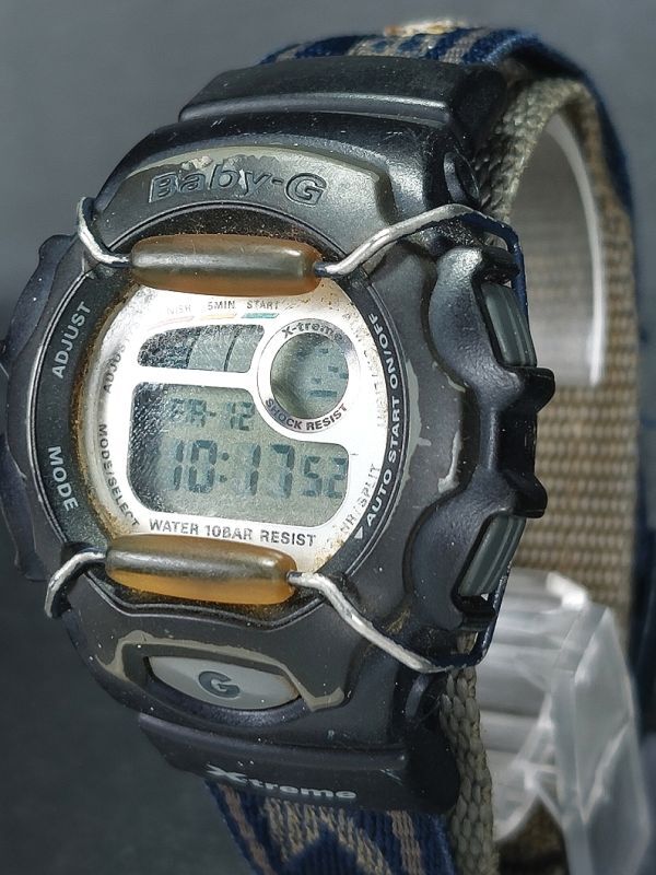 CASIO カシオ Baby-G ベビージー X-treme エクストリーム BGM-141 デジタル 腕時計 ブラック 布製ベルト ステンレス 新品電池交換済みの画像3