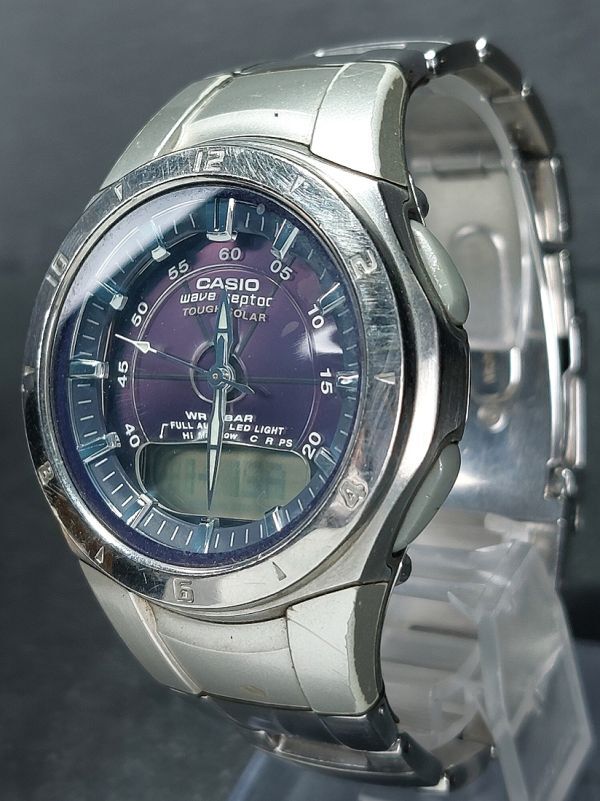 CASIO カシオ WAVE CEPTOR ウェーブセプター WVA-400DJ-1A1 メンズ デジタル タフソーラー 腕時計 パープル文字盤 メタルベルト ステンレスの画像3