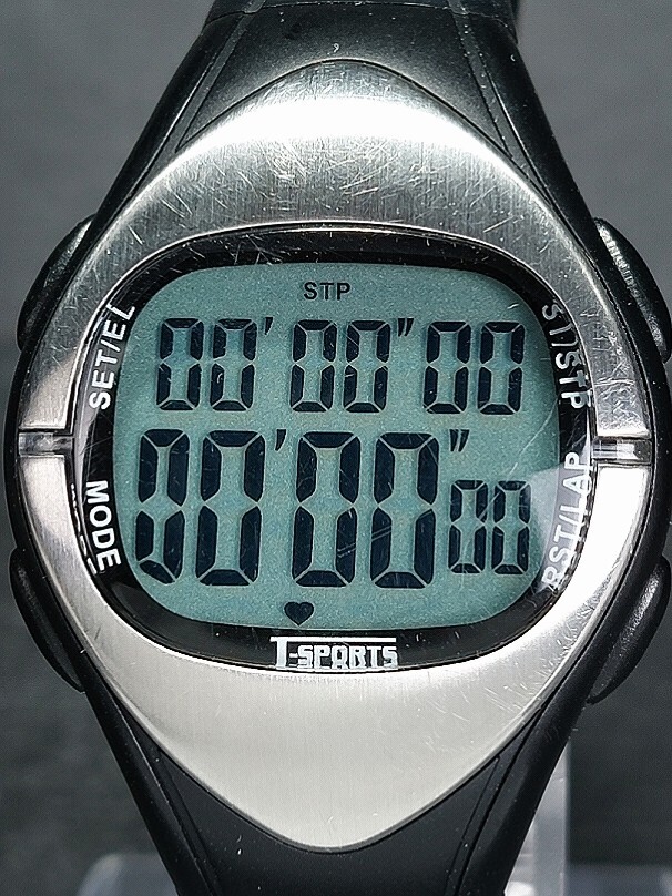 美品 T-SPORTS ティースポーツ TS-D 012 デジタル 腕時計 ブラック ラバーベルト ステンレス スモールサイズ 新品電池交換済み 動作確認済の画像1