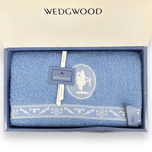 新品 WEDGWOOD ウェッジウッド バスタオル 雑貨 実用品 インテリア 綿100％ バスセット ブルー タオル 西川産業 TNK3998027_画像2