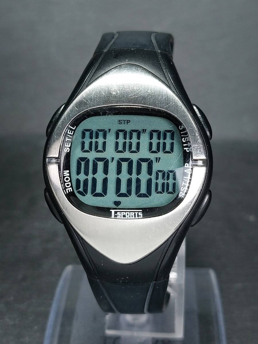 美品 T-SPORTS ティースポーツ TS-D 012 デジタル 腕時計 ブラック ラバーベルト ステンレス スモールサイズ 新品電池交換済み 動作確認済の画像2