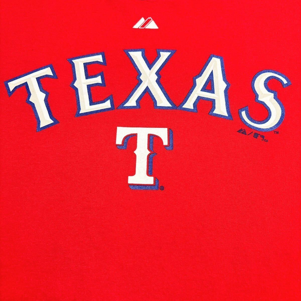 Majestic マジェスティック MLB Texas Rangers テキサス・レンジャーズ プリント Tシャツ M メジャーリーグ USA古着 アメリカ古着_画像5