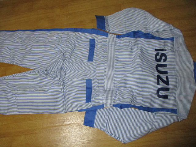  Isuzu Isuzu Isuzu original old te Caro go Hickory series stripe work coverall size L unused dead stock jacket * Elf 117