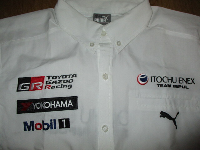  Toyota *GAZOO* "Impul" ITOCHU ENEX рейсинг команда * super GT все вышивка Logo штат служащих Crew рубашка "pit shirt" размер M прекрасный б/у 