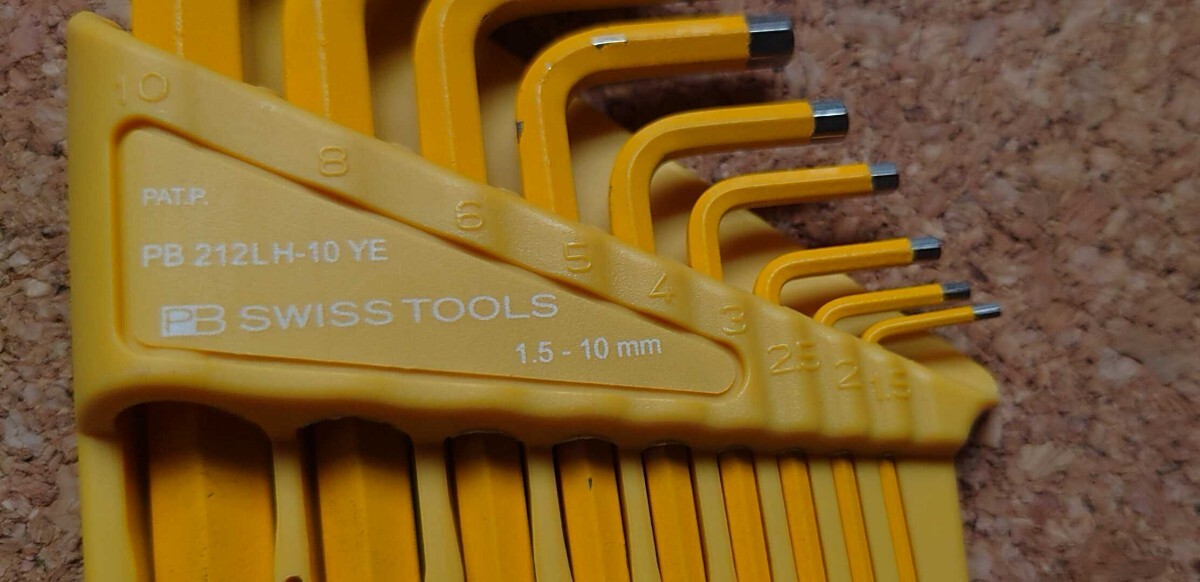 PB SWISS TOOLS 212LH-10 YE ロングボールヘックスレンチセット 1.5mm～10mm 9本セット イエロー単色 希少モデル スイスツール ピービー_画像2