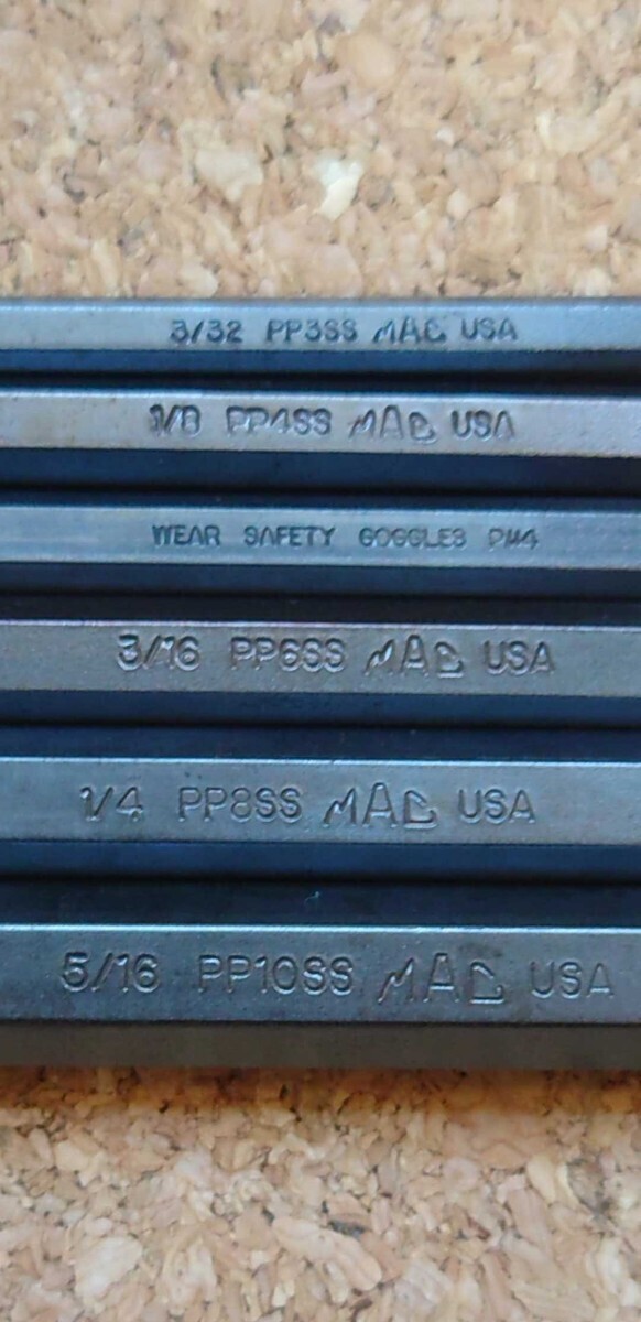 MAC TOOLS PP60KSS 6Pc. pin punch set kit bag entering 3/32~5/16 6 pcs set pin punch is excellent rare model Mac tool 