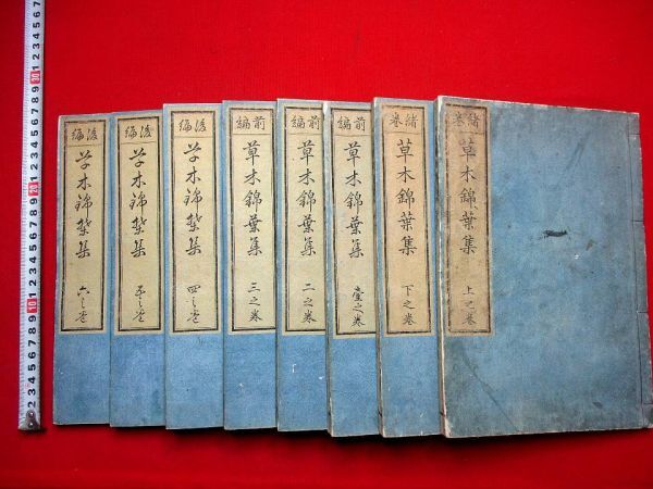 a475● 草木錦葉集８冊揃 挿絵多数 大本 本草 園芸 植物図鑑 和本 古書 古文書の画像1