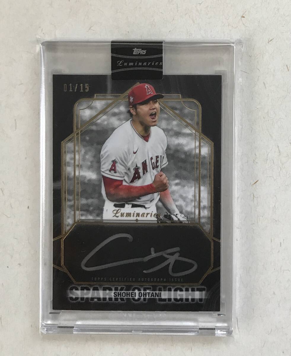 15枚限定  直書き 直筆サインカード（1stNo 01/15） 大谷翔平  topps luminaries シルバーインク  エンゼルス 大谷の画像1