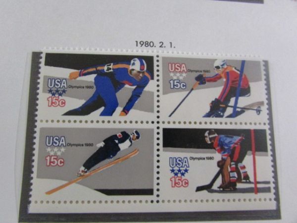 アメリカ合衆国　オリンピック　4種完　1980.2.1_切手のみ発送