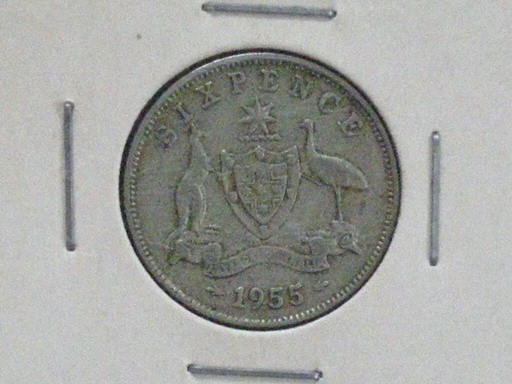 ◆オーストラリア◆6ペンス(pence)銀貨■1955年/Australia 1955 sixpence ElizabethⅡ silver coinの画像1