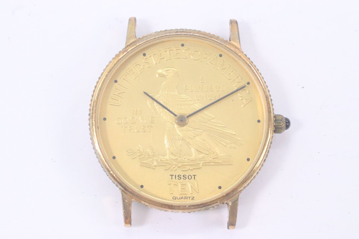 TISSOT ティソ UNITED STATES OF AMERICA コインウォッチ クォーツ 腕時計 フェイスのみ ゴールドカラー 3773-Nの画像1