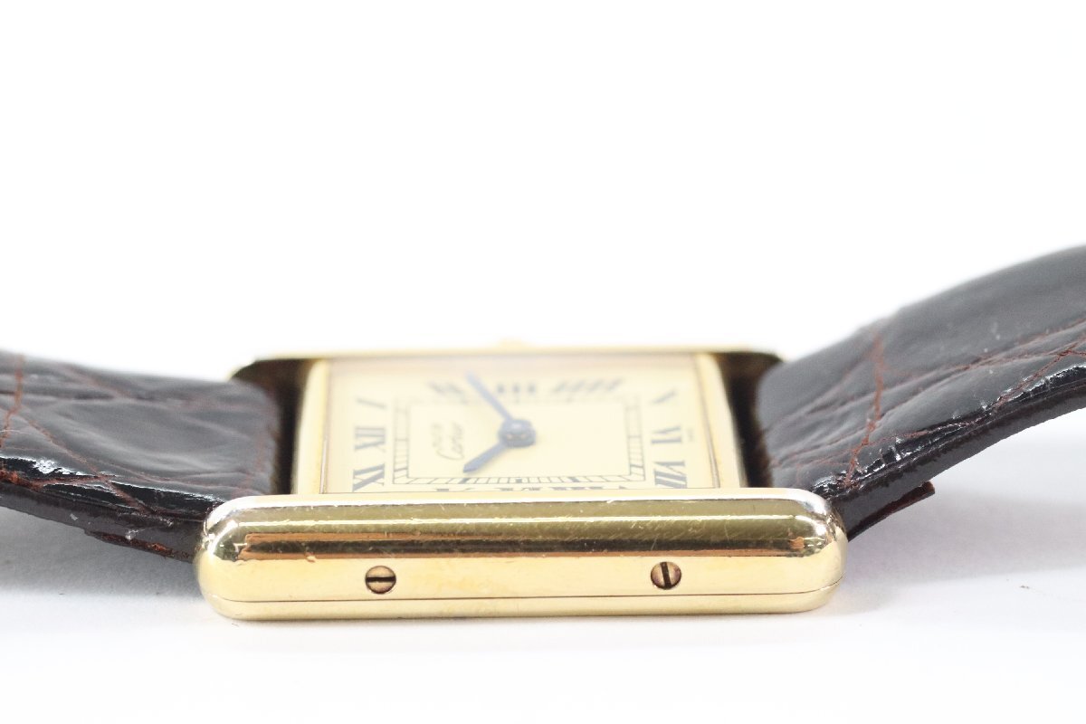 Cartier カルティエ マストタンク SV925 総重量17.2g ローマン 白文字盤 クォーツ 腕時計 社外ベルト 4450-HAの画像3