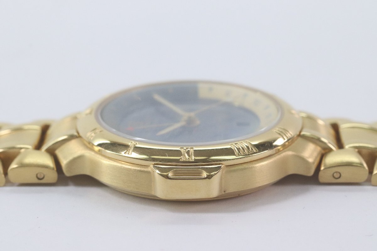 GIVENCHY ジバンシー 西暦2000年記念モデル MILLESIME 2000 クォーツ 青文字盤 メンズ 腕時計 ゴールドカラー 箱有 4178-HAの画像4