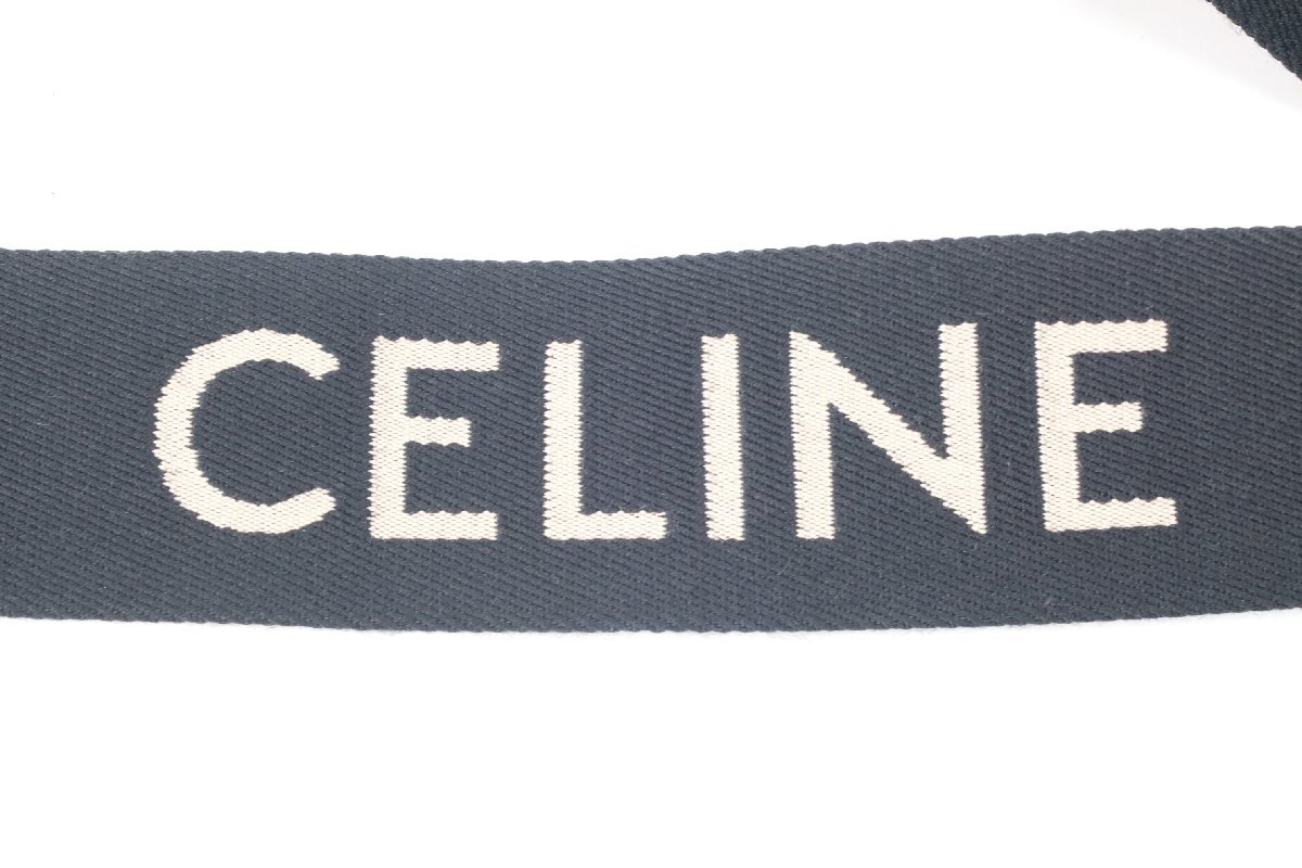 CELINE セリーヌ ロゴ入り キャンバス レザー ショルダーストラップ 4385-Aの画像3