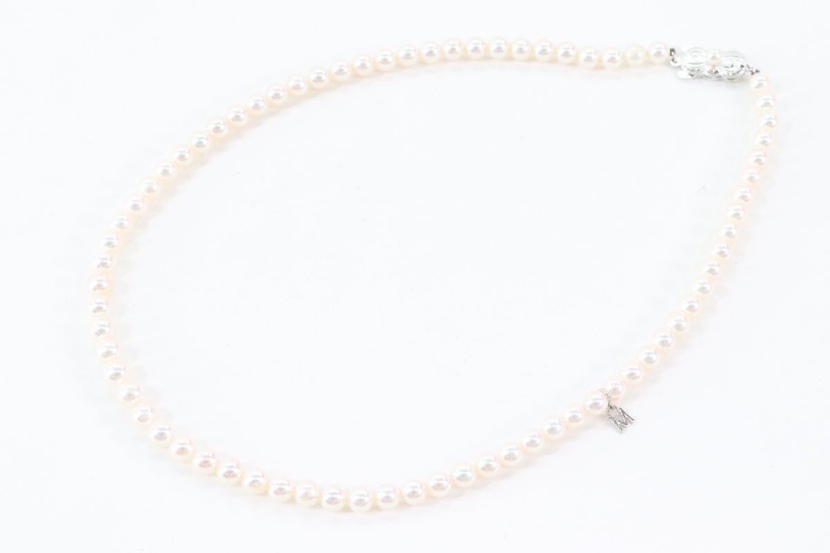 MIKIMOTO ミキモト 本真珠 パール ネックレス 留め具シルバー 約0.5mm珠 アクセサリー M刻印 SIL刻印 証明書付き 4562-Kの画像2