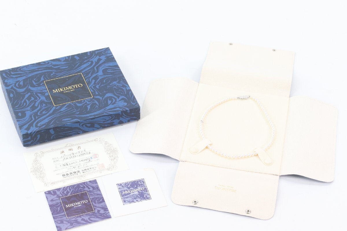 MIKIMOTO ミキモト 本真珠 パール ネックレス 留め具シルバー 約0.5mm珠 アクセサリー M刻印 SIL刻印 証明書付き 4562-Kの画像1