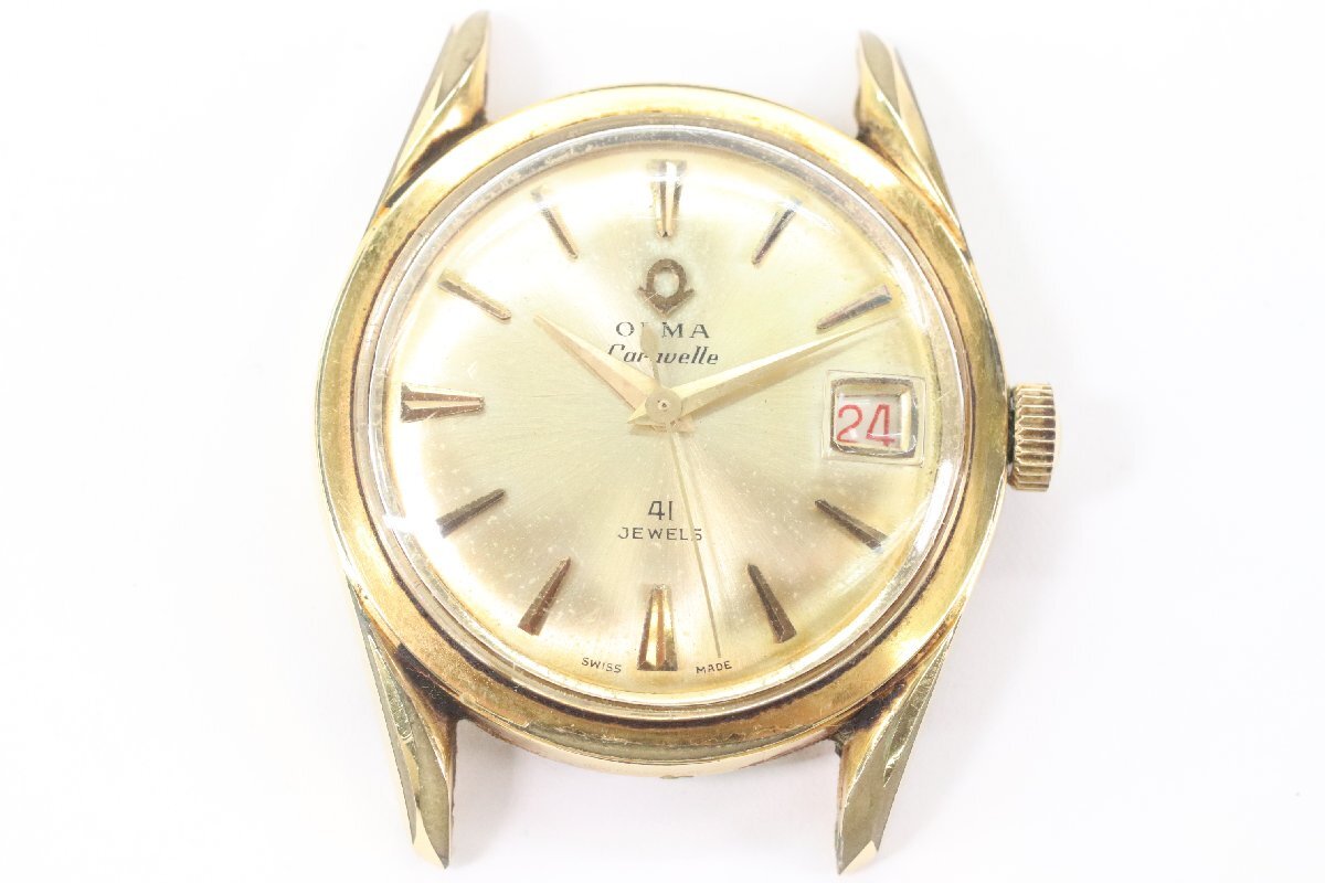 OLMA オルマ Caravelle カラベル 41石 自動巻き デイト ゴールドカラー メンズ 腕時計 フェイスのみ 4697-HAの画像1