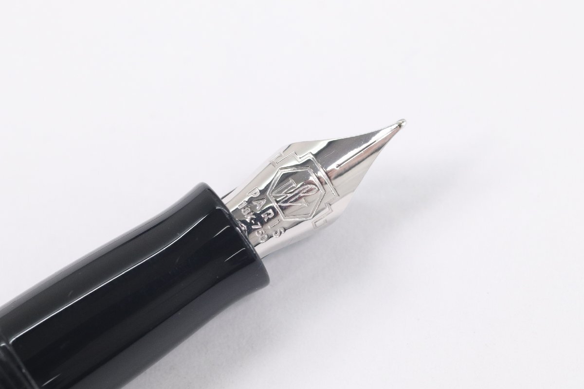 WATERMAN ウォーターマン 万年筆 ペン先 18K 750 刻印 ブラック シルバーカラー 文具 筆記用具 4851-B_画像4