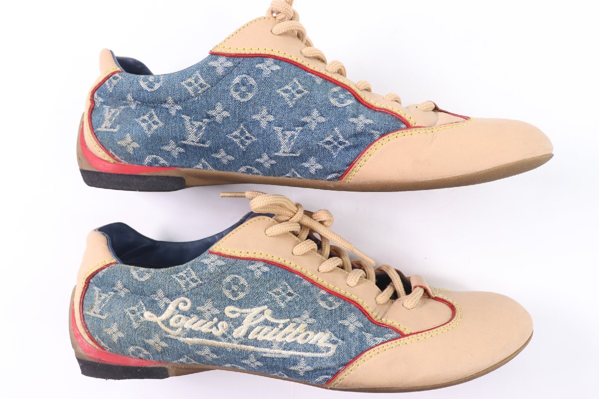 LOUIS VUITTON ルイヴィトン サイズ 37 1/2 24.5cm モノグラム マルチカラー シューズ 靴 ベージュ ブルー 青 レディース 4758-RKの画像6