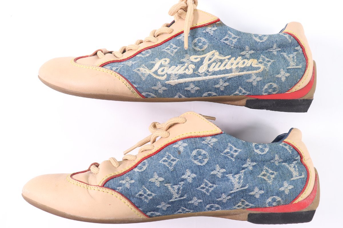LOUIS VUITTON ルイヴィトン サイズ 37 1/2 24.5cm モノグラム マルチカラー シューズ 靴 ベージュ ブルー 青 レディース 4758-RKの画像7