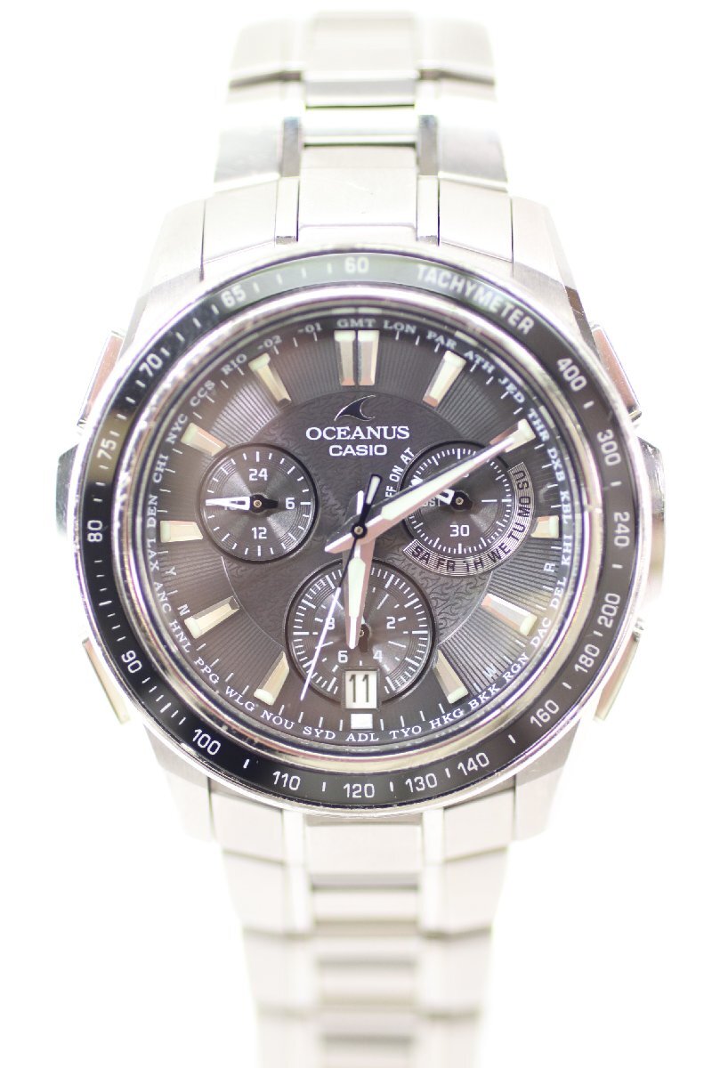 CASIO Casio OCEANUS Oceanus man taOCW-S1050 жесткий солнечные радиоволны часы серый циферблат наручные часы с ящиком 4393-HA