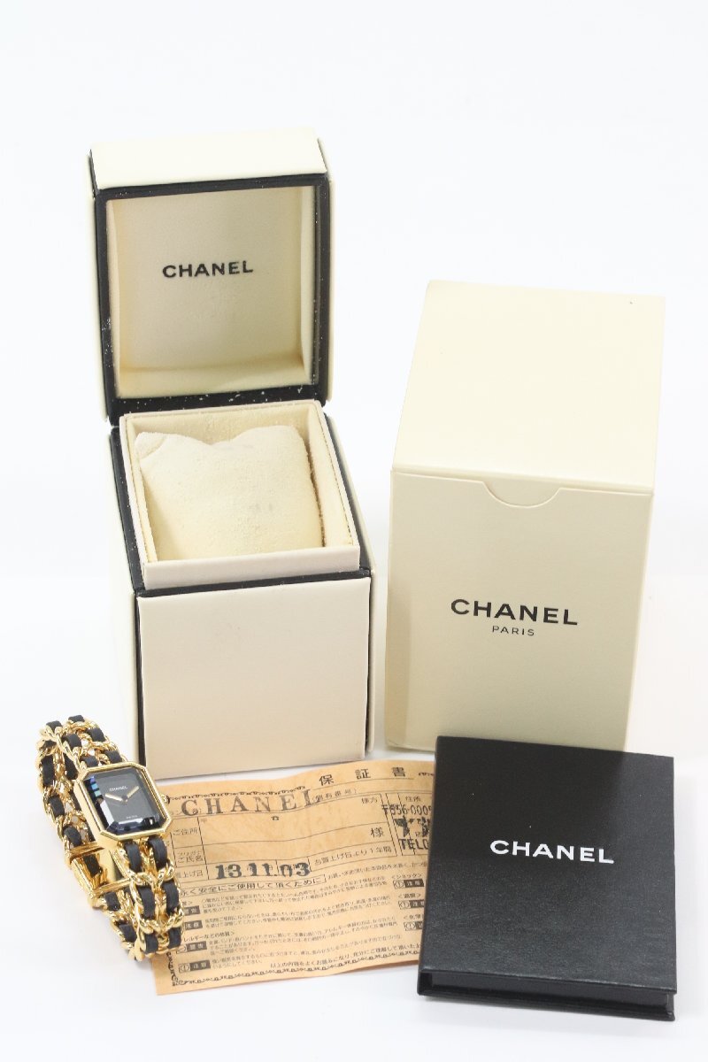 CHANEL シャネル プルミエール Lサイズ クォーツ レディース 腕時計 箱付 4985-Nの画像1