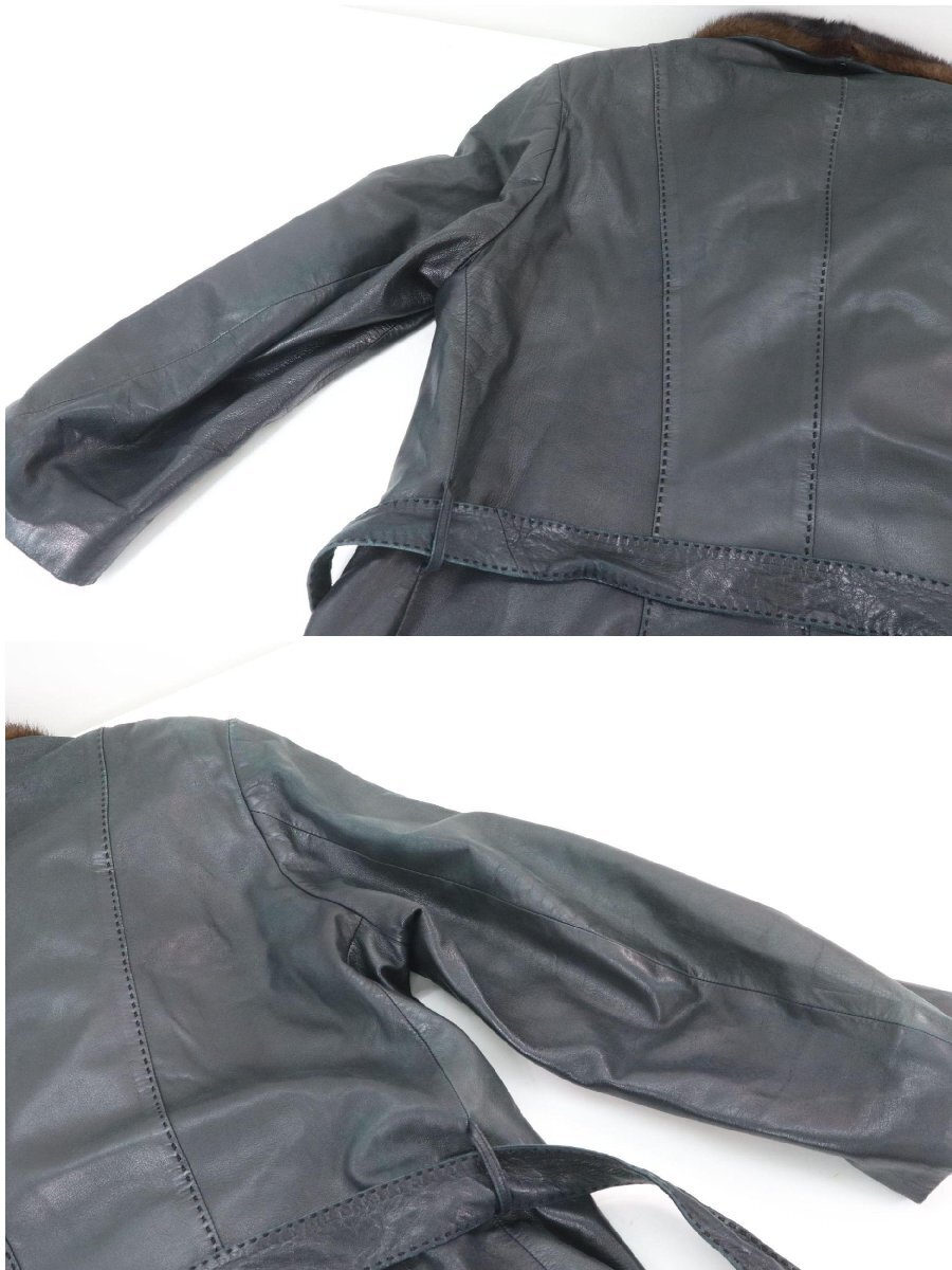 ZILLI ジリー ロングコート ジャケット 上着 ファー レザー ミンクファー サイズ52 ブラック 黒 MADE INFRANCE メンズ 4840-HA_画像10