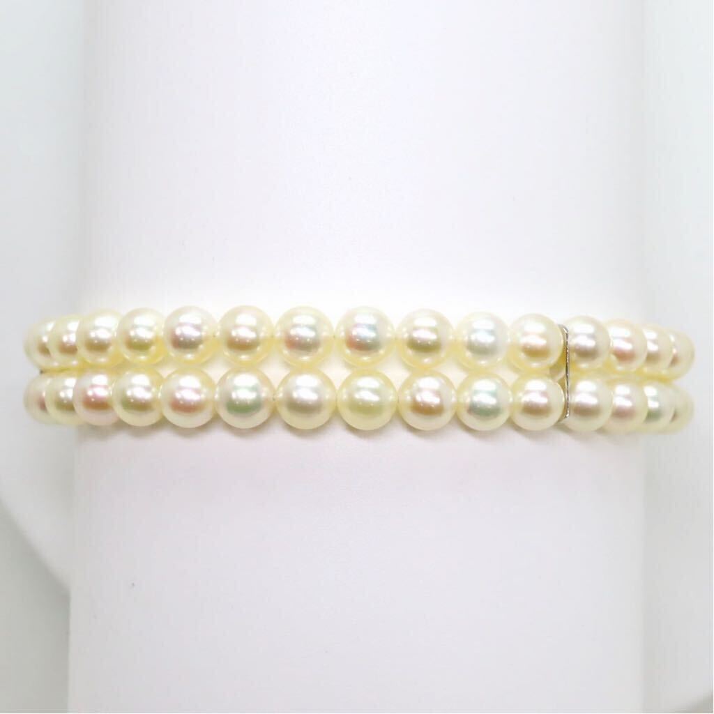 美品!!＊アコヤ本真珠ベビーパール2連ブレスレット＊a 約16.6g 約5.0~5.5mm パール pearl bracelet jewelry silver EB5/ED5の画像3