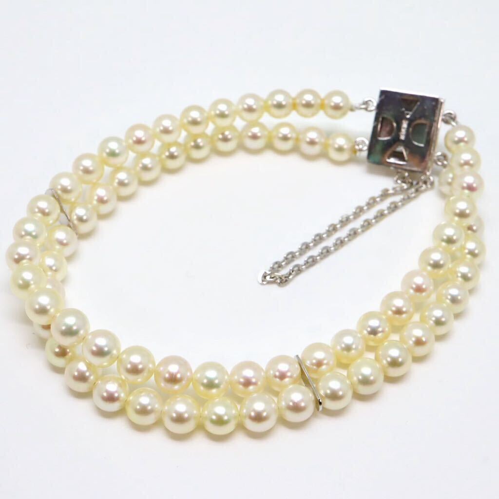 美品!!＊アコヤ本真珠ベビーパール2連ブレスレット＊a 約16.6g 約5.0~5.5mm パール pearl bracelet jewelry silver EB5/ED5_画像4