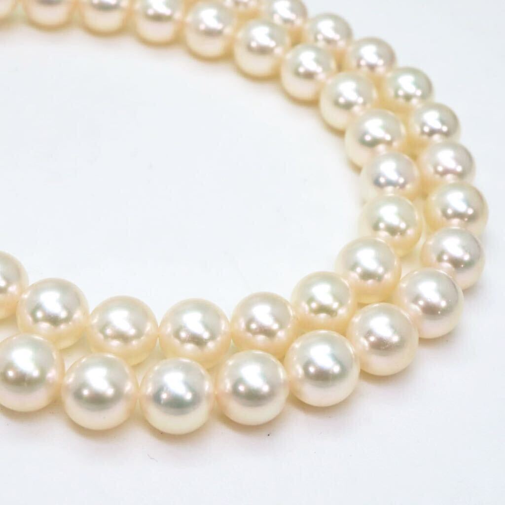 良品!!＊アコヤ本真珠ネックレス＊a 約34.3g 約43.0cm 約7.0~7.5mm あこや パール pearl necklace jewelry silver DF0/EA2_画像1