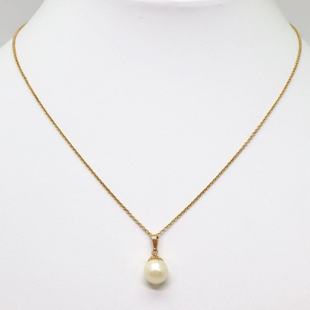 ＊K18アコヤ本真珠ペンダント＊a 約2.9g 約41.0cm 8.0mm珠 パール pearl necklace pendant jewelry EA5/E_画像3