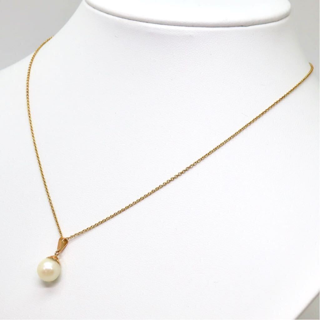 ＊K18アコヤ本真珠ペンダント＊a 約2.9g 約41.0cm 8.0mm珠 パール pearl necklace pendant jewelry EA5/E_画像4
