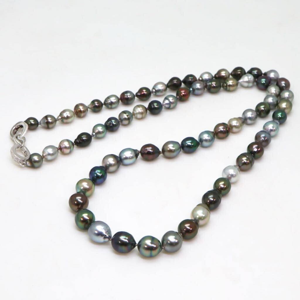 ＊南洋黒蝶真珠ロングネックレス＊a 約93.7g 約85.5cm 8.0~11.0mm パール pearl jewelry necklace accessory silver_画像3