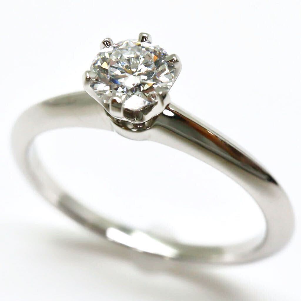 高品質!!箱・証明書付き!!＊TIFFANY&Co.(ティファニー）Pt950 天然ダイヤモンドリング＊a 4.2g 14号 0.44ct diamond jewelry ring EH8/FA2の画像3