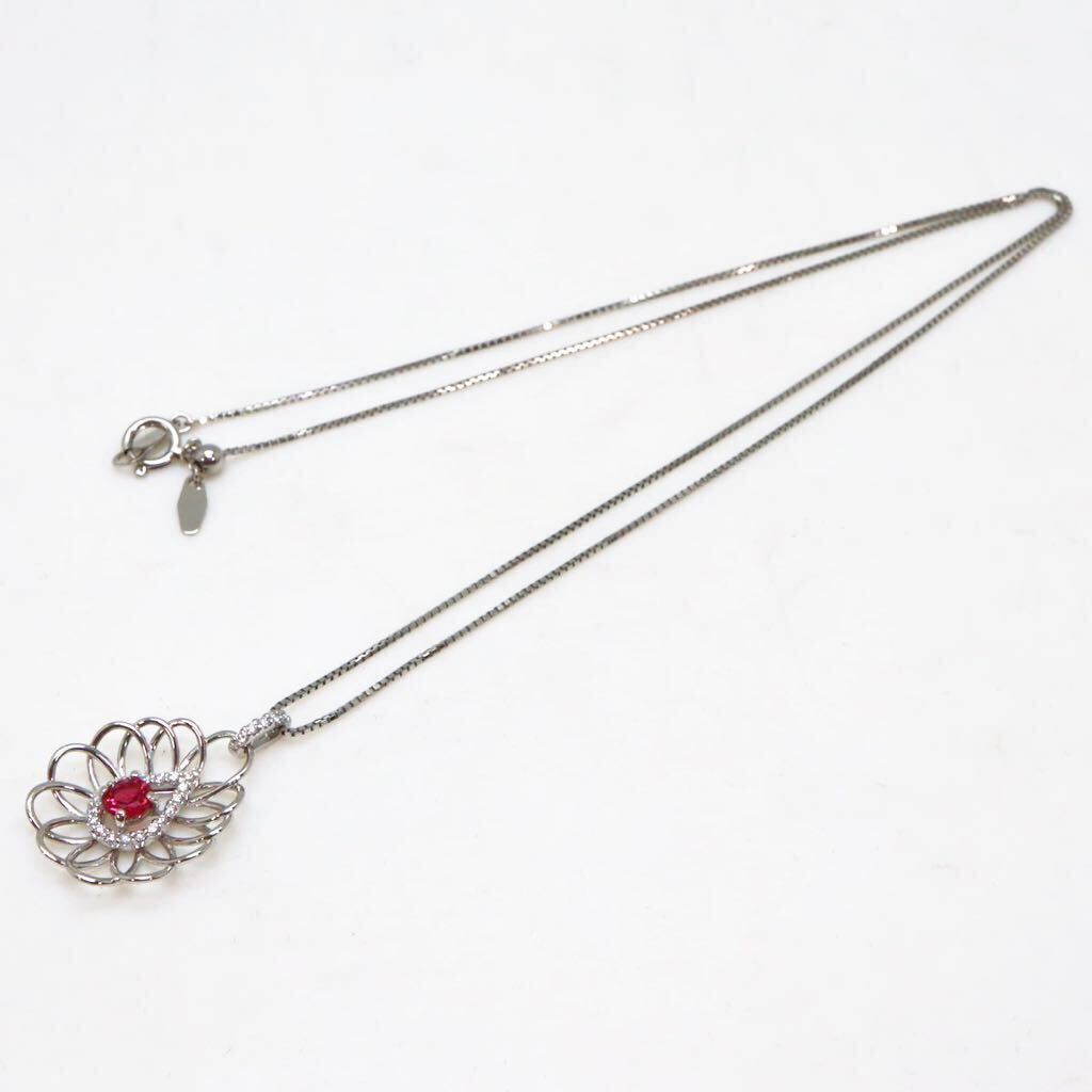 ソーティング付き!!＊Pt900/Pt850天然レッドスピネル/天然ダイヤモンドペンダント＊a 5.5g red spinel diamond jewelry pendant EC1/Eの画像7