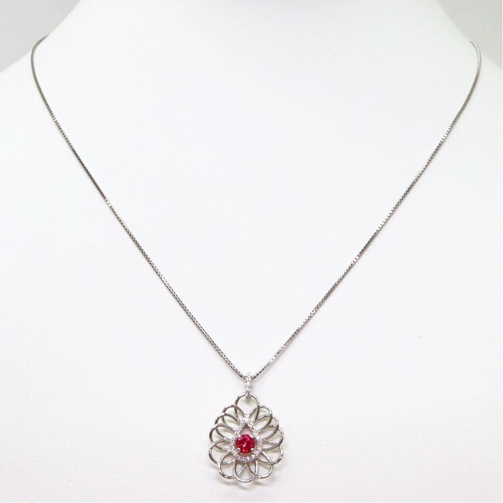 ソーティング付き!!＊Pt900/Pt850天然レッドスピネル/天然ダイヤモンドペンダント＊a 5.5g red spinel diamond jewelry pendant EC1/Eの画像5