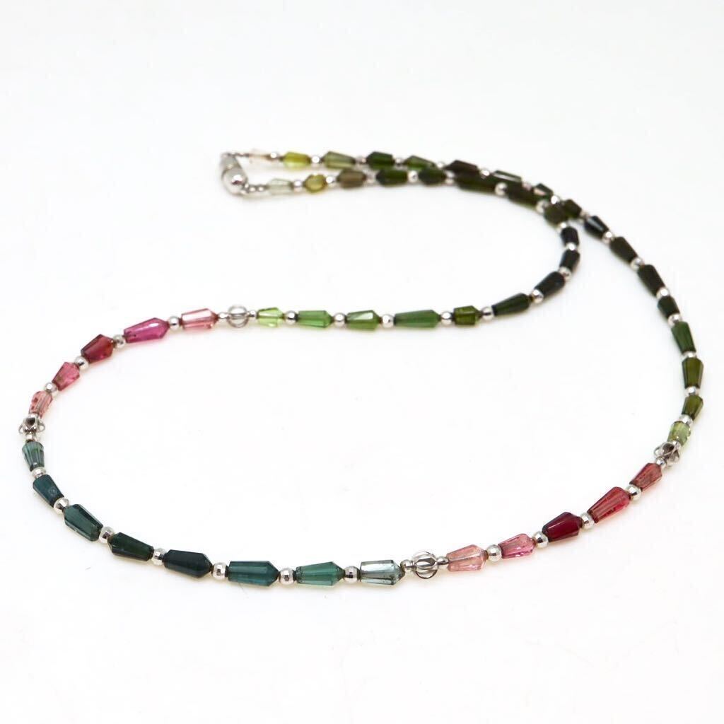 ＊K18WG天然マルチカラートルマリンネックレス＊a 約7.3g 約45.0cm pink green blue tourmaline necklace jewelry DG5/DG5の画像4