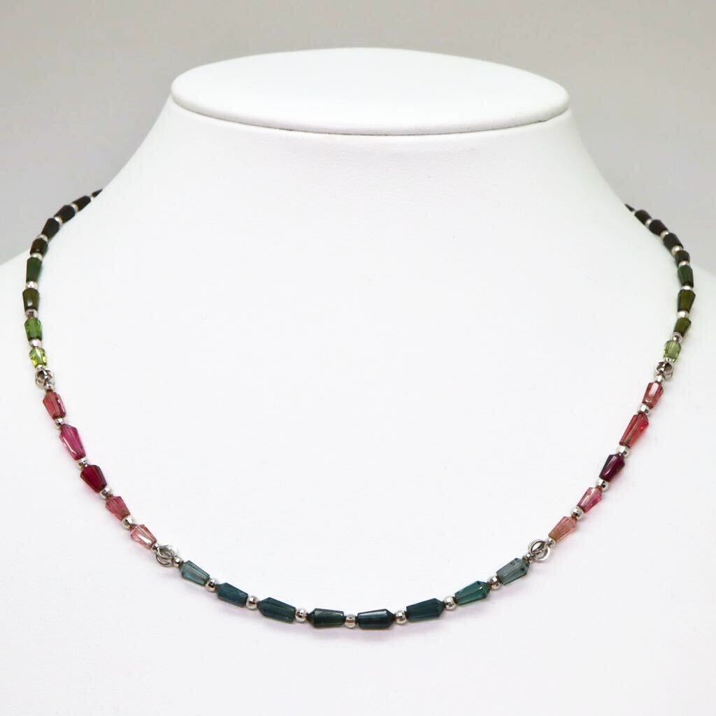 ＊K18WG天然マルチカラートルマリンネックレス＊a 約7.3g 約45.0cm pink green blue tourmaline necklace jewelry DG5/DG5_画像2