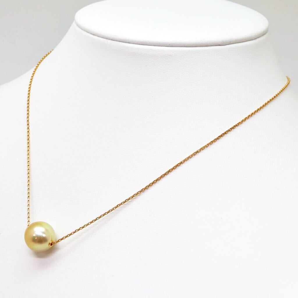 ＊K18南洋ゴールデンパールペンダントネックレス＊a 約4.4g golden pearl pendant necklace jewelry EB0/EB2の画像4