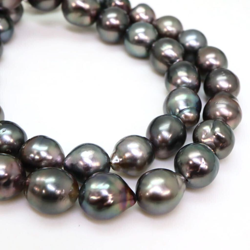 大珠!!＊南洋黒蝶真珠ネックレス＊a 約62.8g 約44.0cm 9.0~13.5mm 黒真珠 パール pearl jewelry necklace accessory silver DG0/EB0の画像4