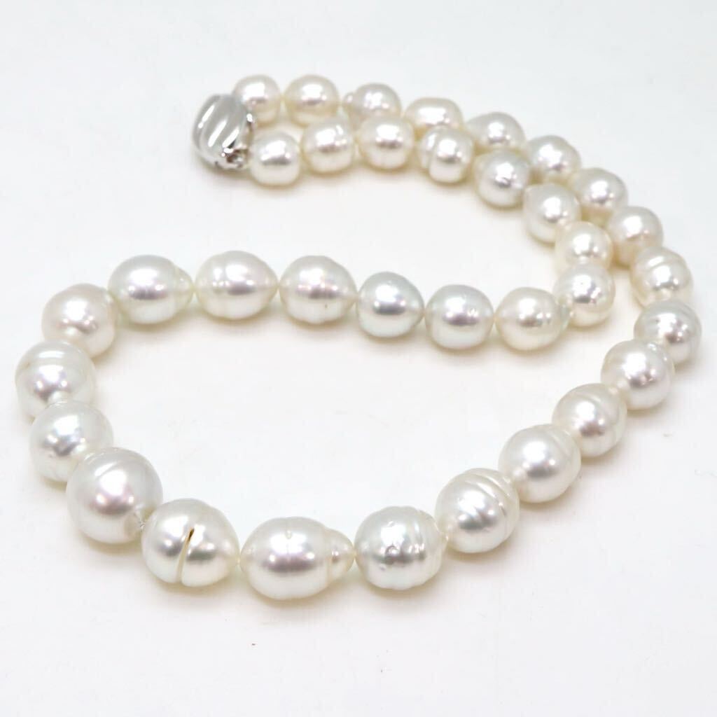 大珠!!＊南洋白蝶真珠ネックレス＊a 73.8g 45.5cm 9.0~13.5mm South Sea pearl jewelry necklace silver DD0/EA8_画像5