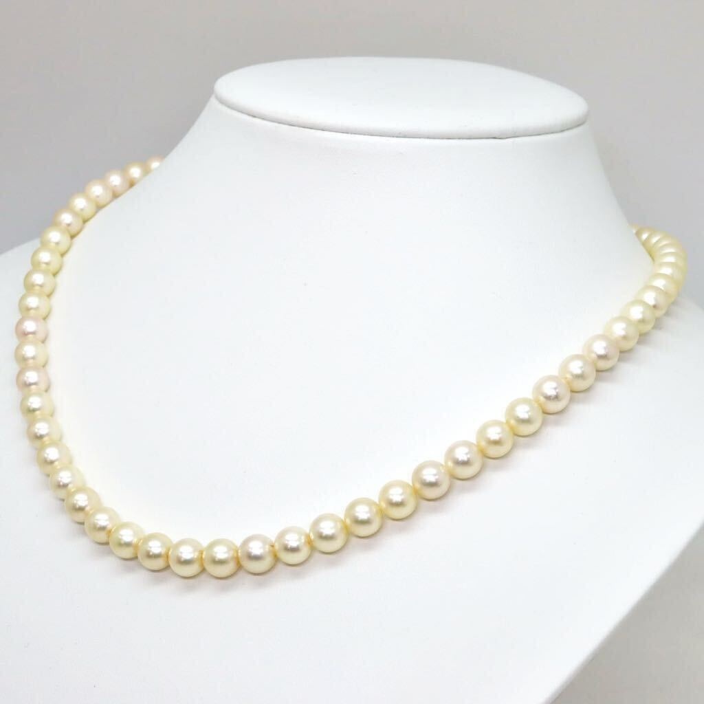 ＊K14アコヤ本真珠ネックレス＊a 約33.8g 約46.0cm 約7.0~7.5mm あこや パール pearl necklace jewelry silver DE5/DF5の画像3