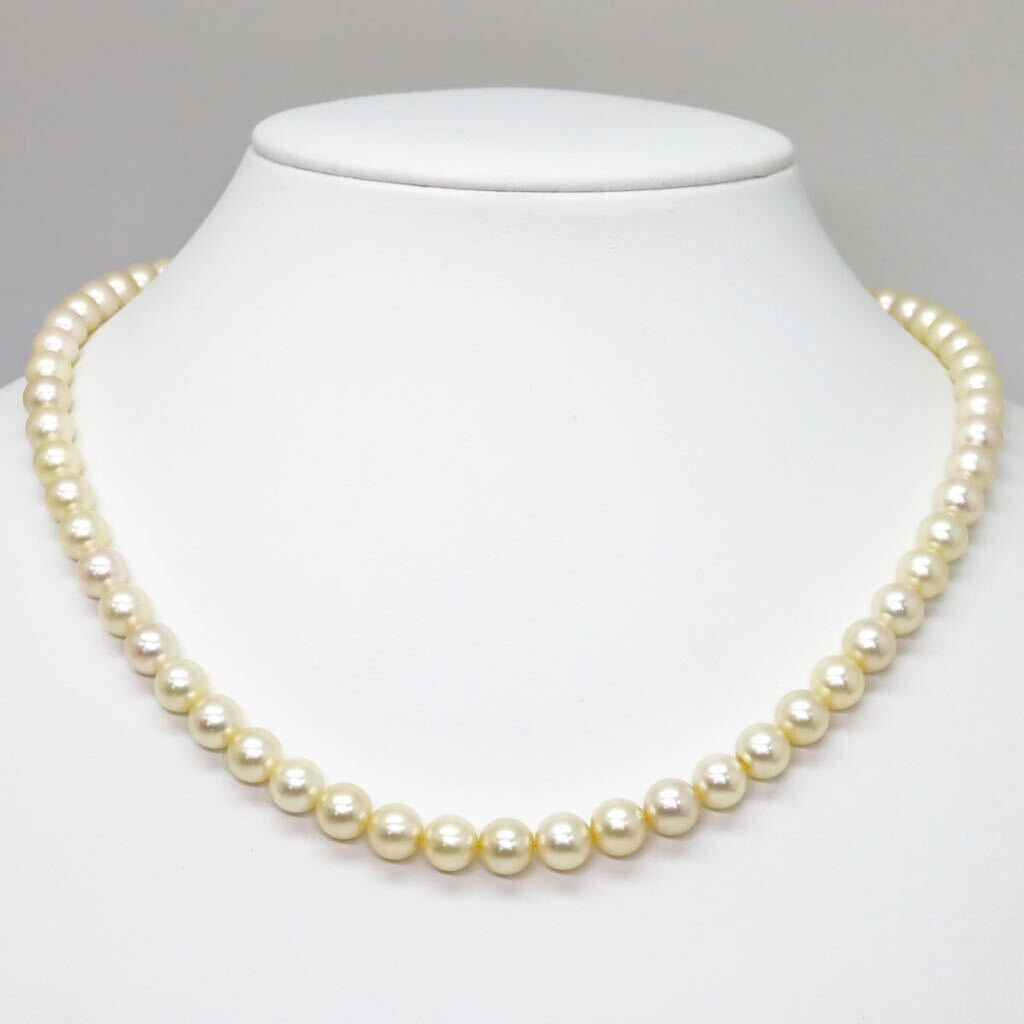 ＊K14アコヤ本真珠ネックレス＊a 約33.8g 約46.0cm 約7.0~7.5mm あこや パール pearl necklace jewelry silver DE5/DF5の画像2