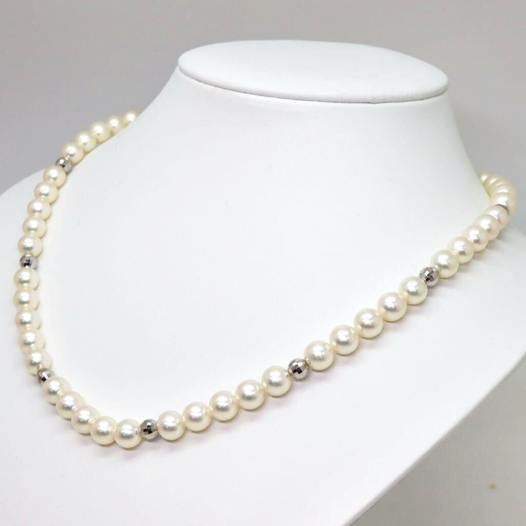 美品!!＊TASAKI(田崎真珠)K14WGアコヤ本真珠ネックレス＊a 約42.6g 約47.5cm 7.5~8.0mm 大珠 パール pearl jewelry necklace EG6/EG6の画像3