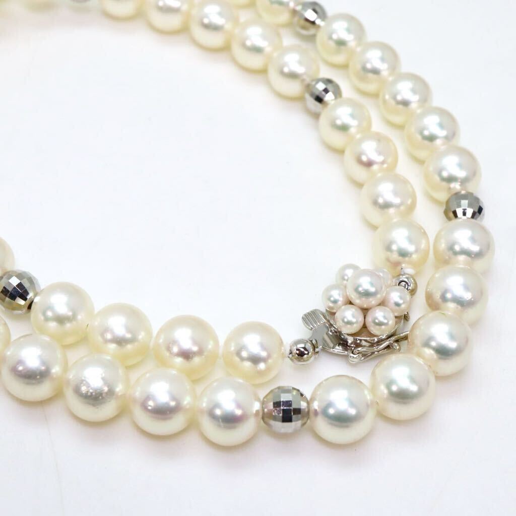 美品!!＊TASAKI(田崎真珠)K14WGアコヤ本真珠ネックレス＊a 約42.6g 約47.5cm 7.5~8.0mm 大珠 パール pearl jewelry necklace EG6/EG6の画像1