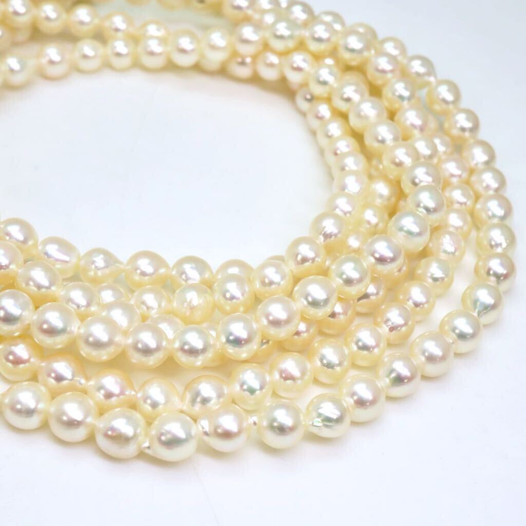 テリ良し!!＊MIKIMOTO(ミキモト)K14アコヤ本真珠ロングネックレス＊a 94.1g 173.5cm 6.0~6.5mm珠 pearl jewelry long necklace EA0/FA0の画像4