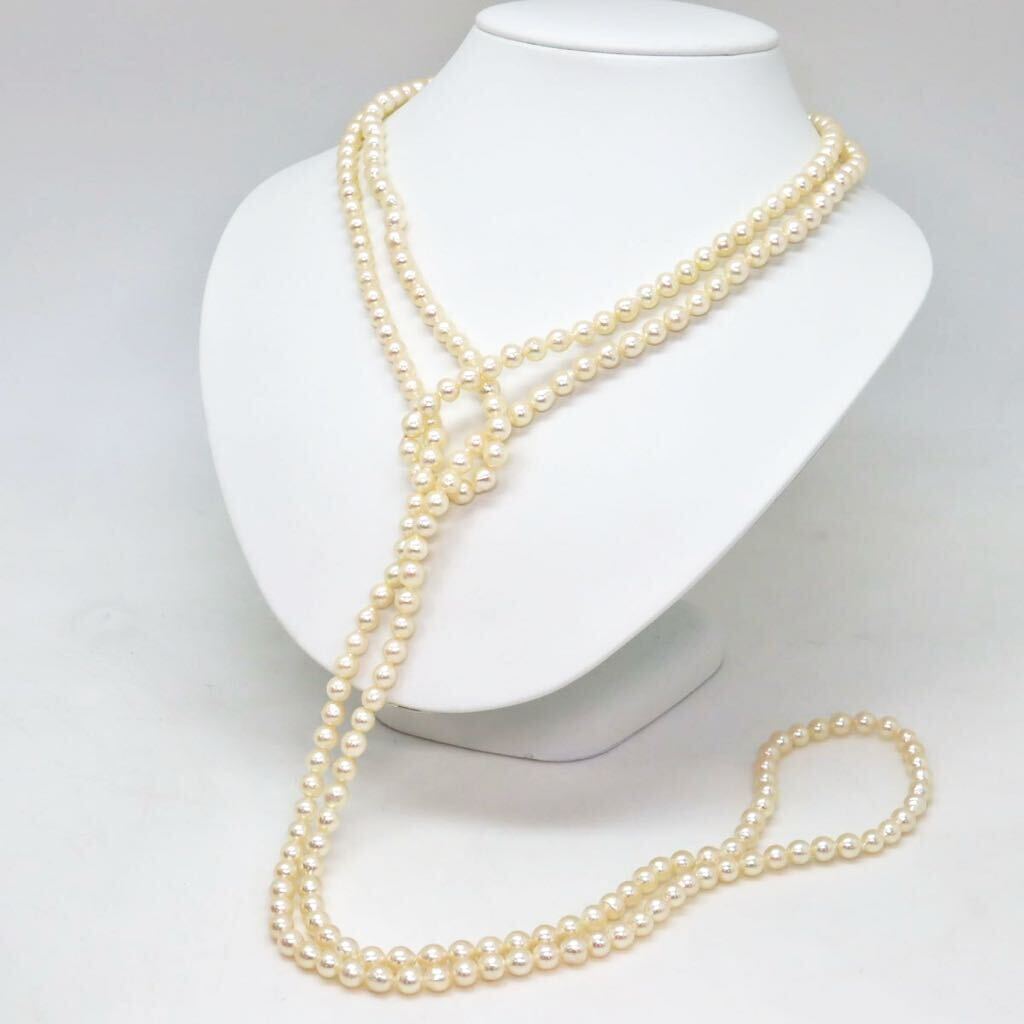 テリ良し!!＊MIKIMOTO(ミキモト)K14アコヤ本真珠ロングネックレス＊a 94.1g 173.5cm 6.0~6.5mm珠 pearl jewelry long necklace EA0/FA0