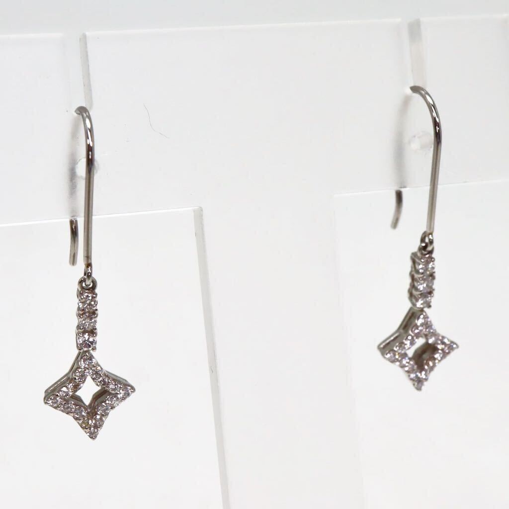 ＊Pt900天然ダイヤモンドフープイヤリング＊b 約2.3g diamond pierce earring jewelry EA8/EA8の画像3