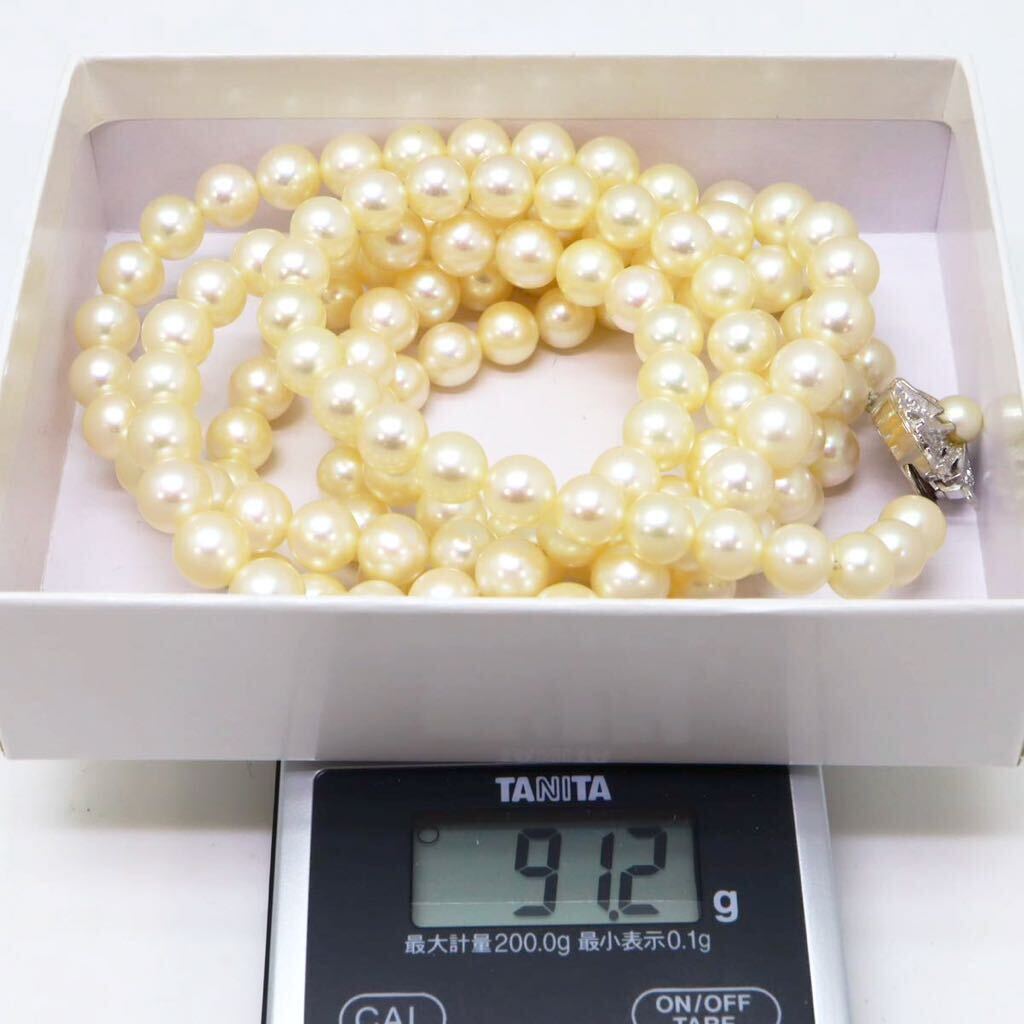 良品!!＊アコヤ本真珠ロングネックレス＊b 約91.2g 約109.0cm 約7.0~8.0mm 大珠 あこや pearl long necklace jewelry silver DE0/DH0の画像7