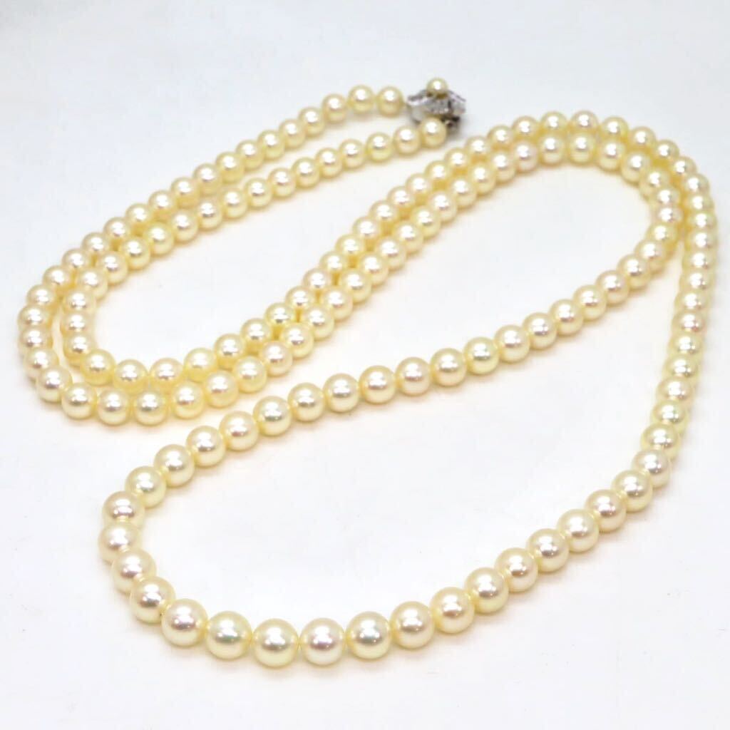 良品!!＊アコヤ本真珠ロングネックレス＊b 約91.2g 約109.0cm 約7.0~8.0mm 大珠 あこや pearl long necklace jewelry silver DE0/DH0_画像4